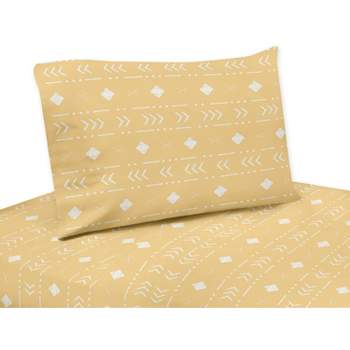 Sweet Jojo Designs Gender Neutral Unisex Kids Twin Sheet Set Boho Geometric Yellow and White 3pc