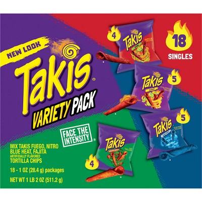 Takis Assorted Flavored Mixed Rolled Tortilla Chips Variety Pack - 1oz/18ct