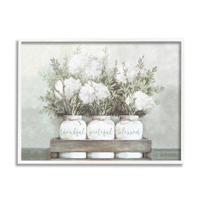 Stupell Industries Pristine Hydrangea Bouquets Thankful Grateful Blessed Sentiment