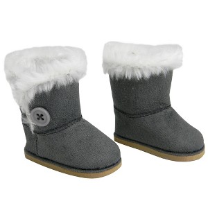 Sophia’s Suede Ewe Boots with Faux Fur Fleece Lining, Button Detail, & Classic Exposed Seams for 18” Dolls - 1 of 4