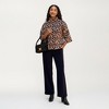 Anna-Kaci Women’s Leopard Print Knit Top with High Mock Neck, Wide Long Sleeves and Textured Finish for a Relaxed, Stylish Silhouette - 3 of 4