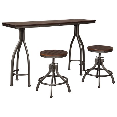 Set of 3 Odium Rectangular Dining Room Counter Table Set Brown - Signature Design by Ashley