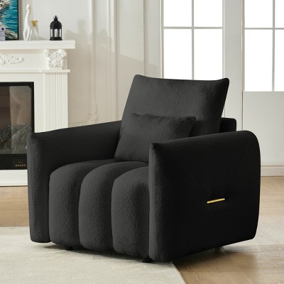 38.2" Teddy Fabric Arm Chair with Pillow,Modern Upholstered Accent Chair,Soft Lounge Seat for Living Room,Bedroom,Apartment-Baofuwish