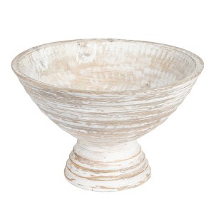 Storied Home Boho Wood Pedestal Serving Bowl - 1 of 4