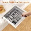 Attop Flatware Storage with Lid, Covered Utensil Tray for Kitchen Drawer and Countertop 6 Compartments, Black - 3 of 4