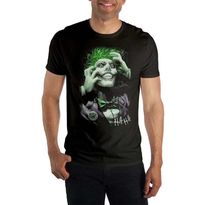 Adult Mens DC Comic Book Joker Core Black Graphic Tee Shirt, 1 of 4