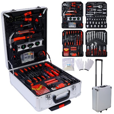 VYNXARIA 899pcs Home Repair Tool Set Kit, Toolbox Storage Case with 4 Drawers,Rolling Tool Box,Tool Set Kit for Maintenance,Garden, Homeowner,silver