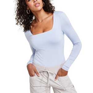 Crave Fame Womens Square Neck Long Sleeve Bodysuit Jumpsuit - 1 of 1