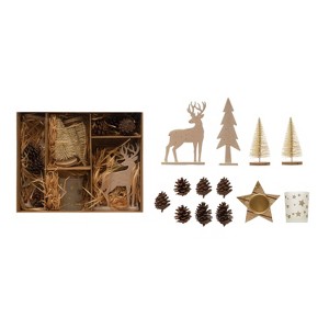 Storied Home Candle Garden Kit with Bottle Brush Trees, Tealights, Pinecones and Wood Figures, Boxed Set of 13 - 1 of 4