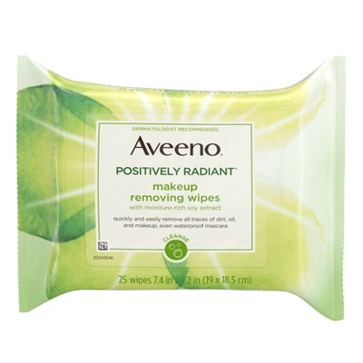 Aveeno Positively Radiant Oil Free Makeup Removing Wipes - 25ct