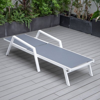 Gray Aluminum Patio Chaise Lounge Chair with Adjustable Backrest
