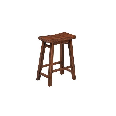Chestnut Wire-Brush 24" Saddle Style Wood Barstools - Set of 2