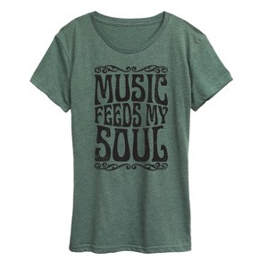 Women's - Instant Message - Music Feeds My Soul Short Sleeve Graphic T-Shirt - 1 of 4