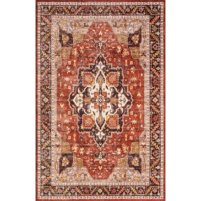 Nuloom Hera Medallion Spill Proof Treated Pet Friendly Premium Machine Washable Area Rug