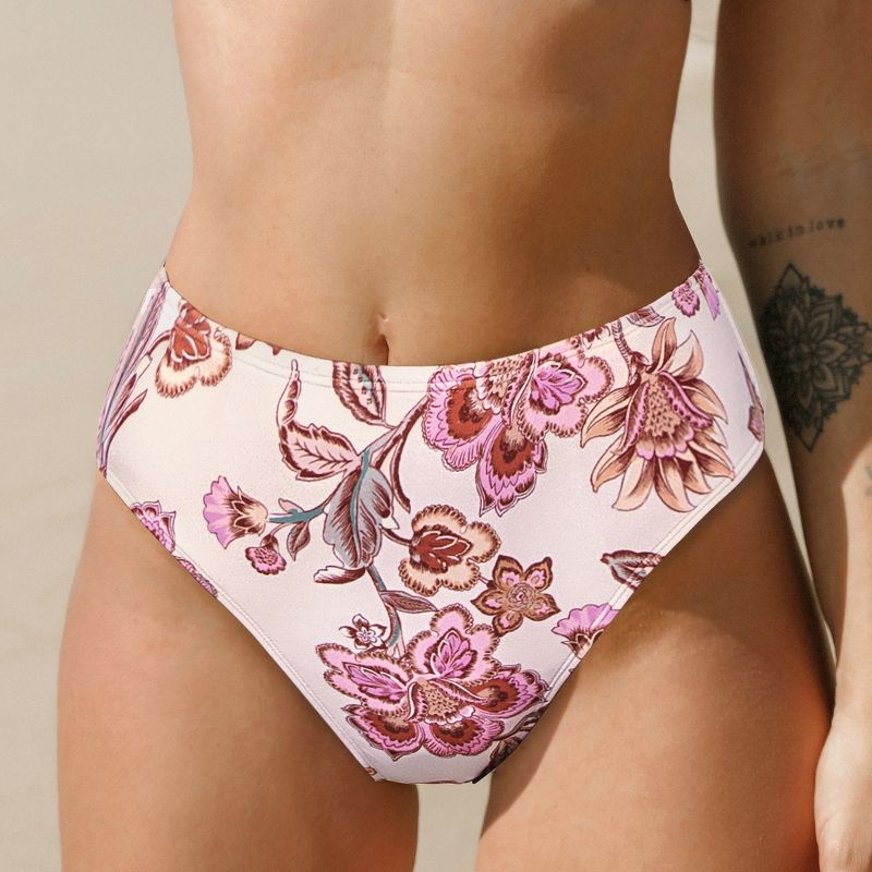 Women's Paisley Floral High Rise Bikini Bottoms Swimsuit - Cupshe, 4 of 8