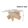 33.4'' Round Tempered Glass Coffee Table with Crossed Wood Base,Modern Farmhouse Accent Table for Living Room-Baofuwish - 4 of 4