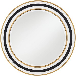 Possini Euro Design Cape Cod Round Vanity Wall Mirror Modern Beveled Glass Black White Gold Frame 31 1/2" Wide for Bathroom Home - 1 of 4