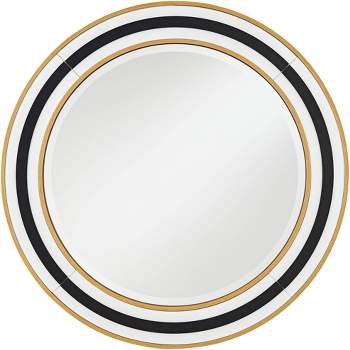 Possini Euro Design Possini Cape Cod Black and Gold 31 1/2" Round Wall Mirror