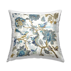 Stupell Industries Detailed Blue Floral Birds Pattern, 18 x 18 - 1 of 3