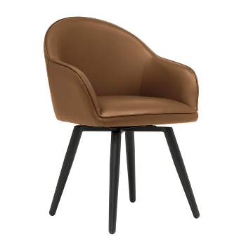 Dome Swivel Office/Dining/Guest Accent Chair with Arms Faux Leather Caramel Brown - Studio Designs Home