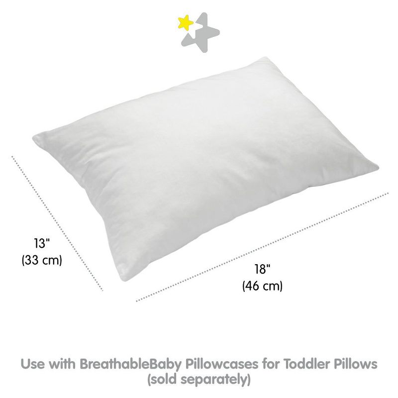 BreathableBaby Cotton Percale Toddler Pillow, 13" x 18"/33 x 46 cm, White (2-Pack), 2 of 6