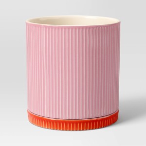 10% Recycled Ceramic Fluted Ribbed Planter with Shiny Glaze Finish - Room Essentials™ - 1 of 4