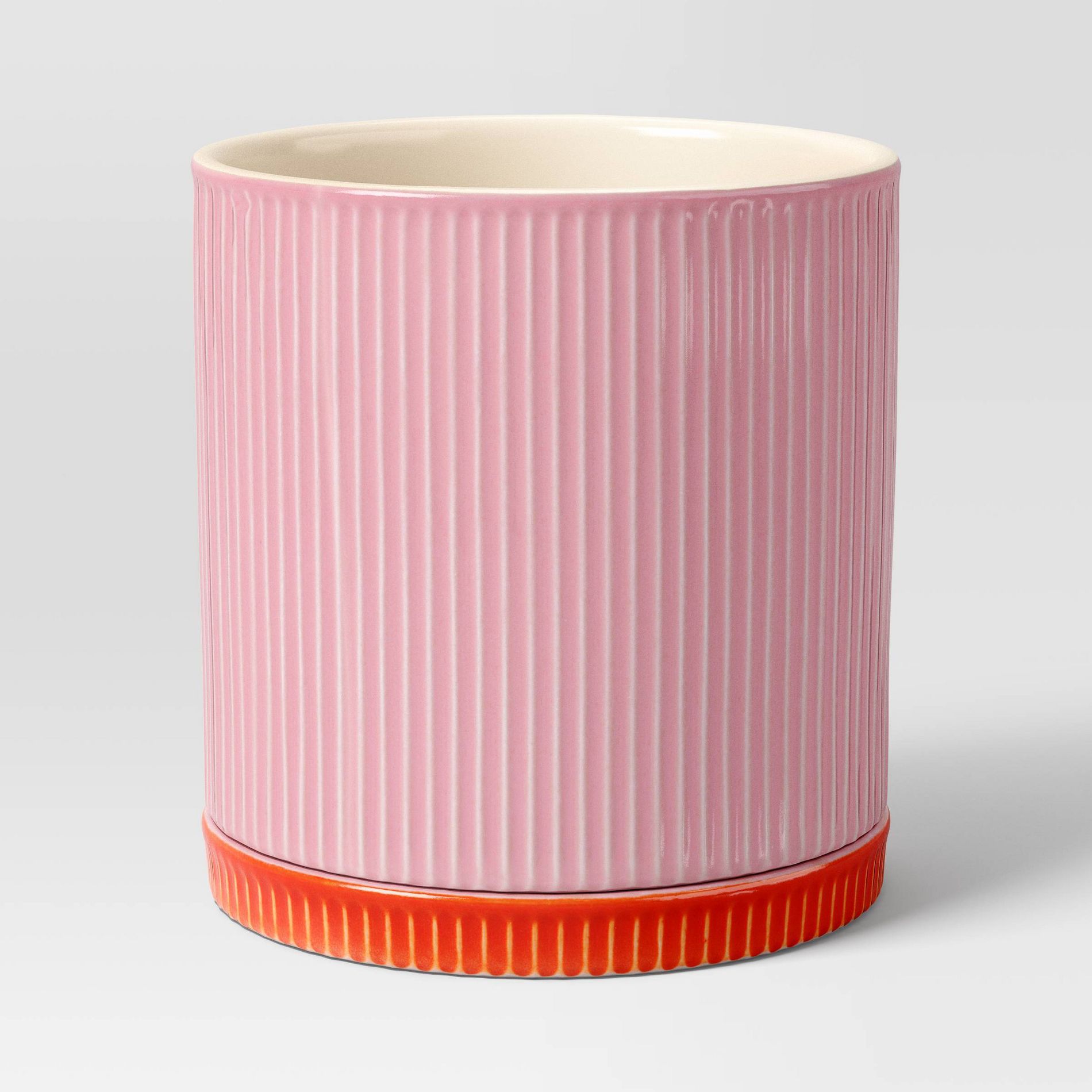 Ceramic Ribbed Indoor Planter Pink/Orange 5.67" x 5.67" x 5.9" - Room Essentials™