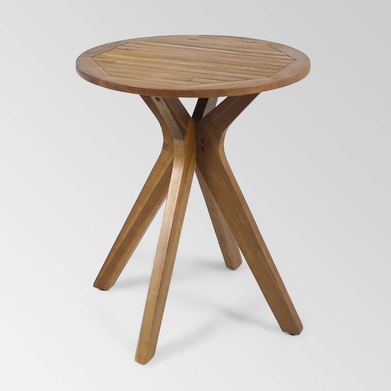 Stamford Round Acacia Wood Bistro Table with X Legs - Teak - Christopher Knight Home, 1 of 7