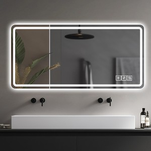 ACEPANO 60 in. W Rectangle Wall Mirror with Anti-Fog & Shatter-Proof Tempered Glass For Bedroom-Silver - 1 of 4