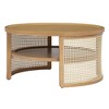PAGED Petal Shaped Wooden Coffee Table, Modern Side Table with Rattan Shelf and Unique Tabletop, 31.5" Bedside Table for Living Room, Bedroom - 4 of 4