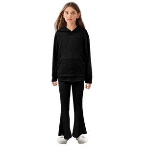 Girls Hooded Top With Flared Leggings Set - 1 of 3