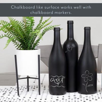 Cornucopia Black Matte Glass Wine Bottles with Corks, 3-Piece Set