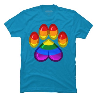 Adult Design By Humans Rainbow Pride Heart Pawprint By leashonlife T-Shirt