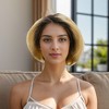 Unique Bargains Women's Straight Short Hair Wig 13x4x1in 150 Real Human Hair 6in 1 Pc - 2 of 4