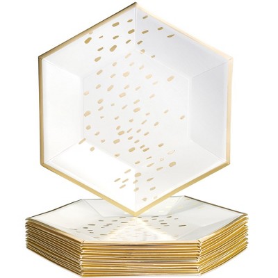 Silver Spoons Elegant Disposable Hexagon Plates For Party, Heavy Duty ...