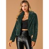Allegra K Women's Cropped Notch Lapel Open Front Faux Fur Fluffy Coat - 3 of 4