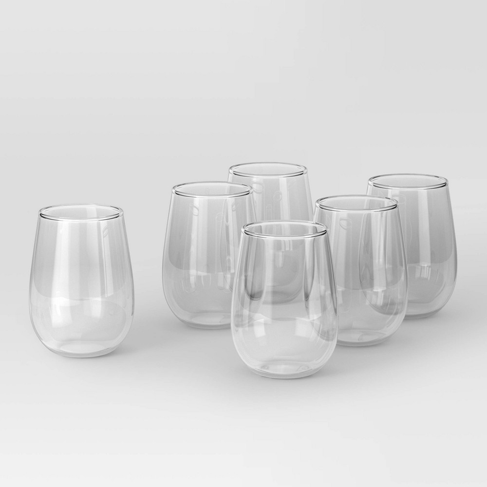 Photos - Glass 15oz 6pk Stemless Hutton Wine Glasses - Threshold™