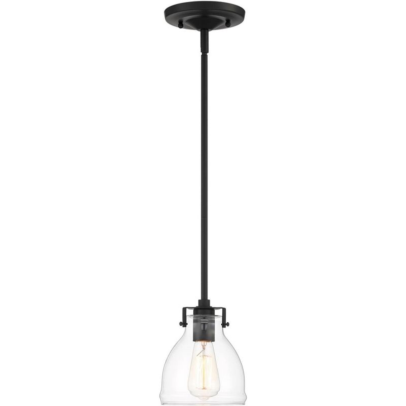 Possini Euro Design Bellis Black Mini Pendant 6" Wide Modern Industrial Clear Glass Bell Shade for Dining Room House Foyer Kitchen Island Entryway, 5 of 8