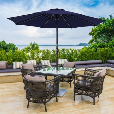 Sonkuki 9 FT Outdoor Patio Umbrella Market Table Umbrella With a Crank for Garden, Deck and Pool