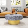 32.5" Round Metal Coffee Table with 2 Spacious Drawers - Mid-Century Modern Accent Table for Small Spaces, Living Room & Home Office - 3 of 4