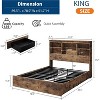 Homhougo King Size Bed Frame with High Storage Bookcase Headboard, Wood Bed Frame with 4 Storage Drawers, Built in Charging Station, Brown - 2 of 4