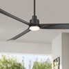 Casa Vieja 60" Sailplane Modern Indoor Outdoor Ceiling Fan 3 Blade LED Light Remote Control Matte Black Finish Bedroom Patio Living Room Damp Rated - 2 of 4