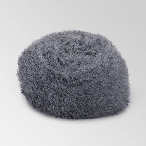 Lachlan Furry Bean Bag Gray - Christopher Knight Home