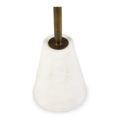 Black and White Marble Round Accent Table with Gold Metal Base