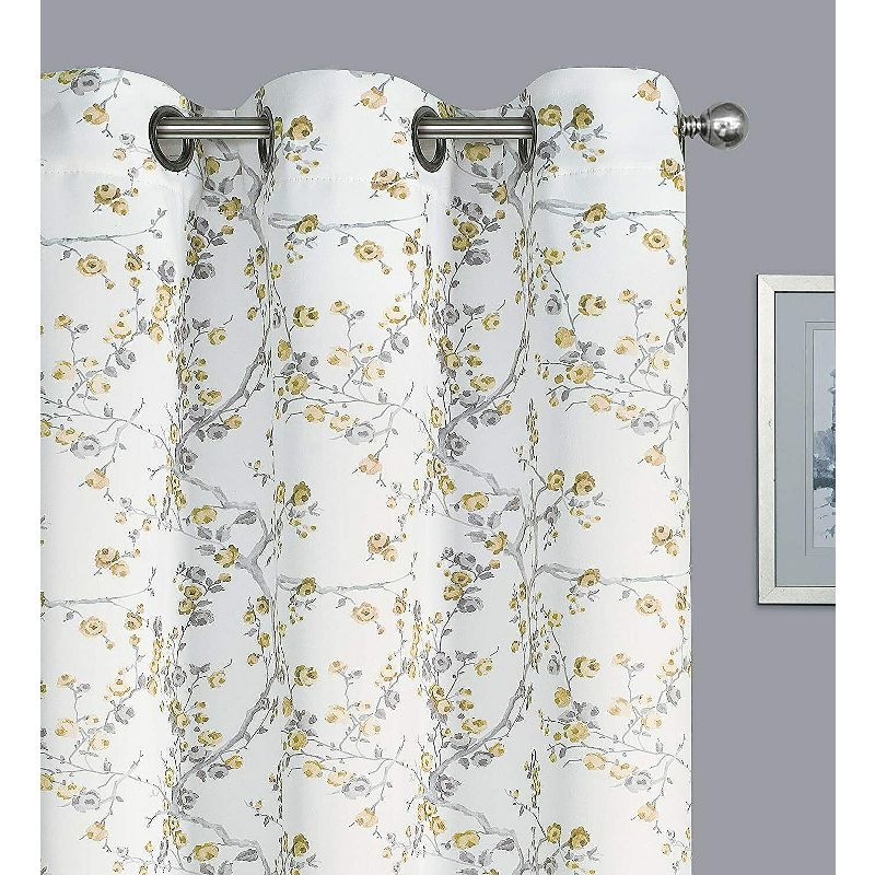 Kate Aurora 2 Pack Shabby Chic Grommet Top Floral Cherry Blossom Curtain Panels, 3 of 4