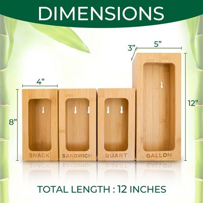 Natural Bamboo Ziplock Bag Organizer for Kitchen Drawer