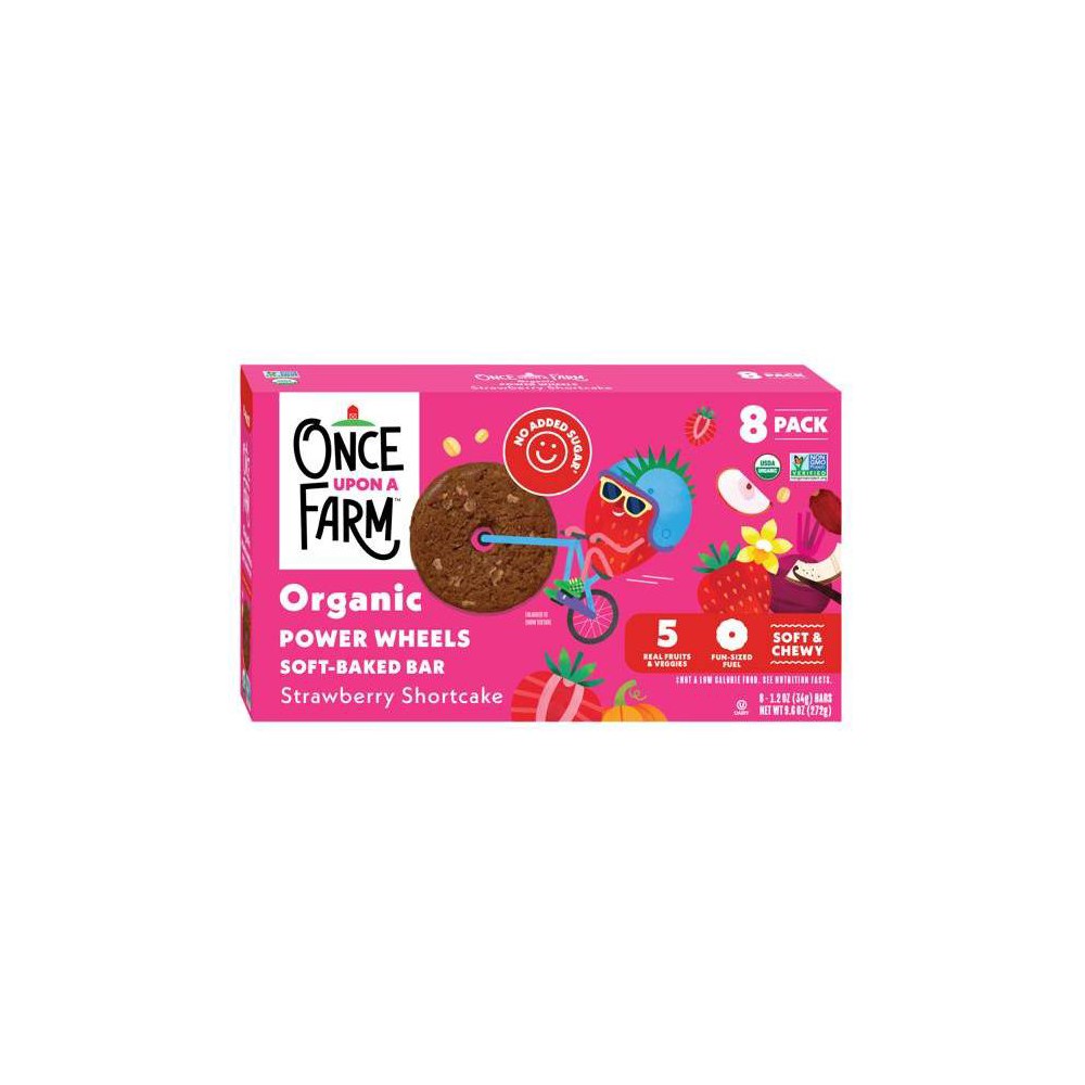 Once Upon A Farm Organic Soft Baked Strawberry Shortcake Protein Bars - 9.6oz/8ct