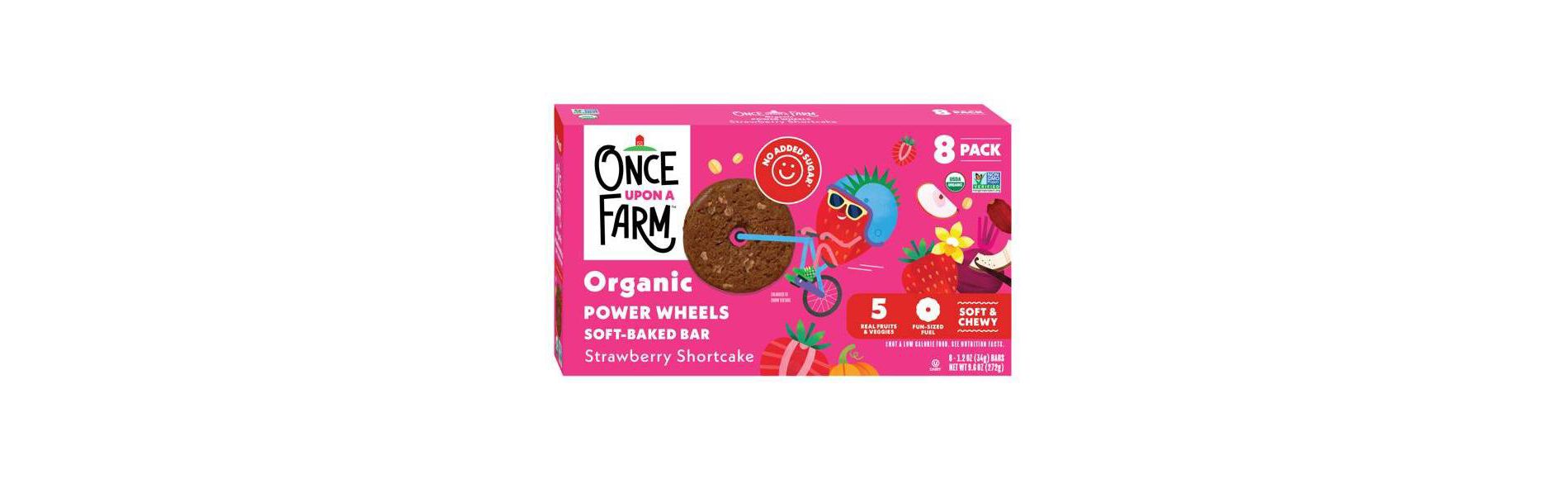 Once Upon A Farm Organic Soft Baked Strawberry Shortcake Protein Bars - 9.6oz/8ct