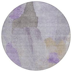 Lavender And Gray Abstract Washable Indoor Outdoor Area Rug - 1 of 4