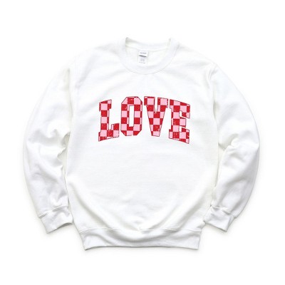 Simply Sage Market Women's Graphic Sweatshirt Distressed Love Checkered